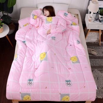 Blanket Comforter with 2 Sleeves and Zipper on Back