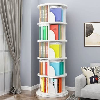 5 Tier Rotating Bookshelf High-Density Bookcase - Smart Gadgets Idea