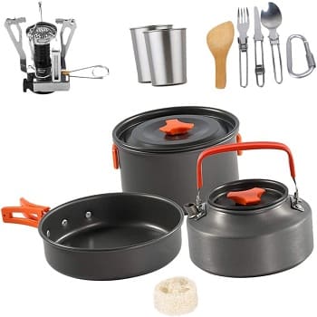 thumbnail image 2 of Lixada 10-Piece Camping Cookware Set - Lightweight Aluminum Mess Kit For Outdoor Cooking 2 of 12